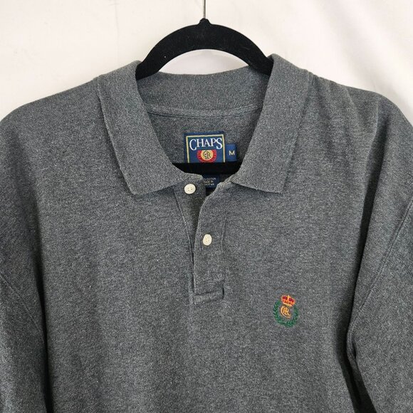 Chaps Ralph Lauren Men's Size M Gray Polo Shirt 100% Cotton Embroidered Crest - Picture 2 of 12